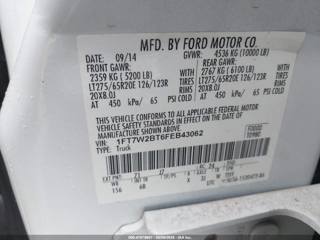 Ford F-250 Lariat 2015 1FT7W2BT6FEB43062 Image 9