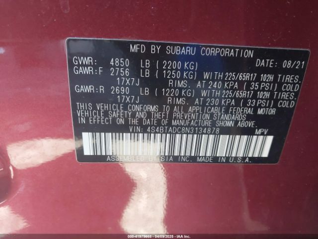 4S4BTADC8N3134878 Subaru Outback Premium