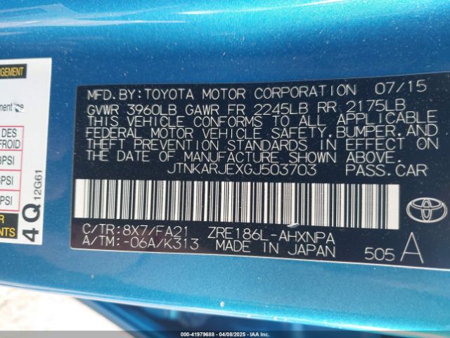 JTNKARJEXGJ503703 Scion IM