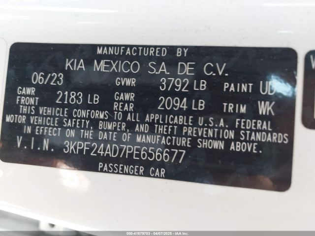 3KPF24AD7PE656677 KIA FORTE LX