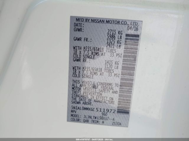 5N1AL0MMXGC511972 Infiniti QX60