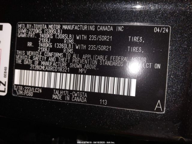 2T2BCMEAXRC018321 Lexus Rx 500h F Sport Performance