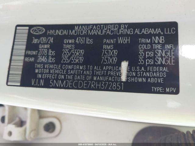 5NMJECDE7RH372851 Hyundai gdi theta iii