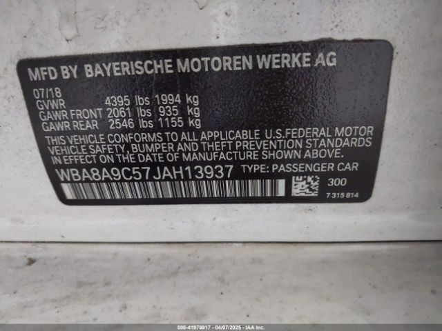 WBA8A9C57JAH13937 BMW 320i