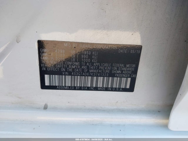 4S3GTAD67K3741323 Subaru Impreza 2.0i Premium