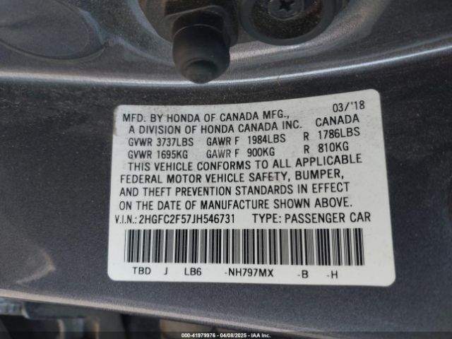 2HGFC2F57JH546731 Honda Civic Lx