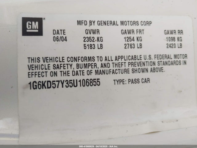 2005 CADILLAC DEVILLE 1G6KD57Y35U106855 Photo 8