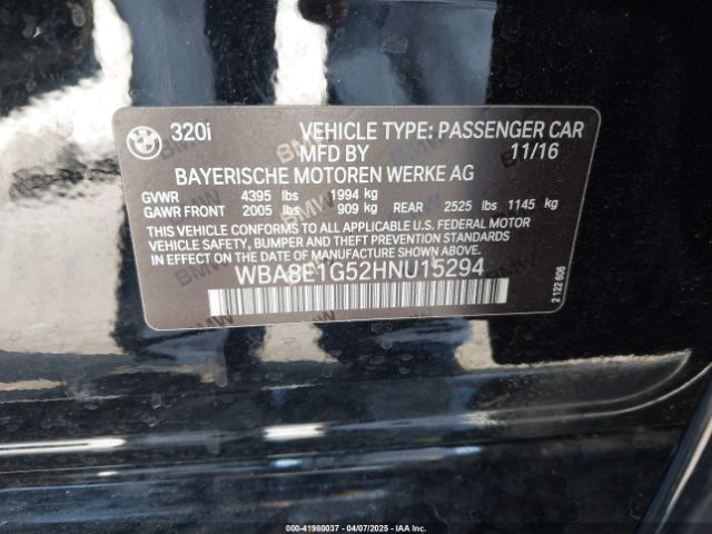 2017 BMW 320I WBA8E1G52HNU15294 Photo 8