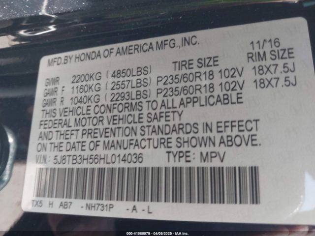 2017 ACURA RDX 5J8TB3H56HL014036 Photo 8