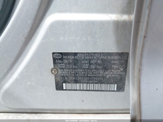 5NPE34AF0KH794494 Hyundai SONATA SEL