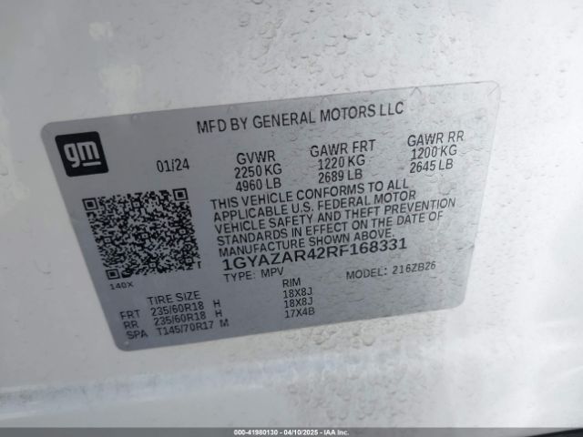 1GYAZAR42RF168331 Cadillac Xt4 Fwd Luxury