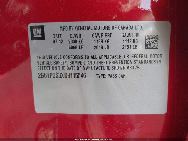 2013 CADILLAC XTS 2G61P5S3XD9115546 Photo 8