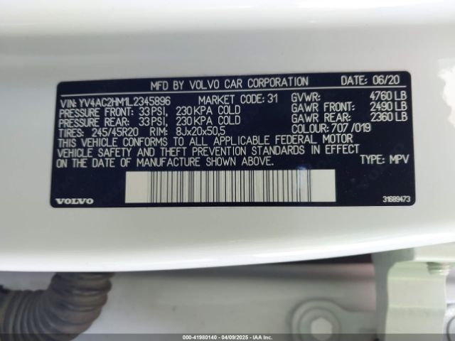 YV4AC2HM1L2345896 Volvo Xc40 T4 R-design