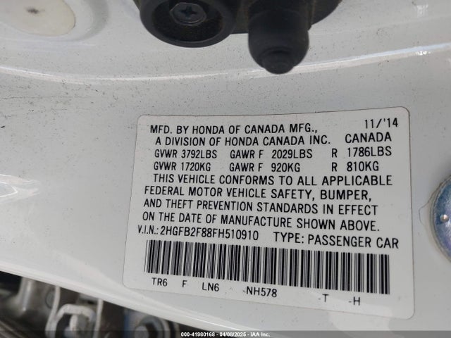 2HGFB2F88FH510910 Honda CIVIC EX