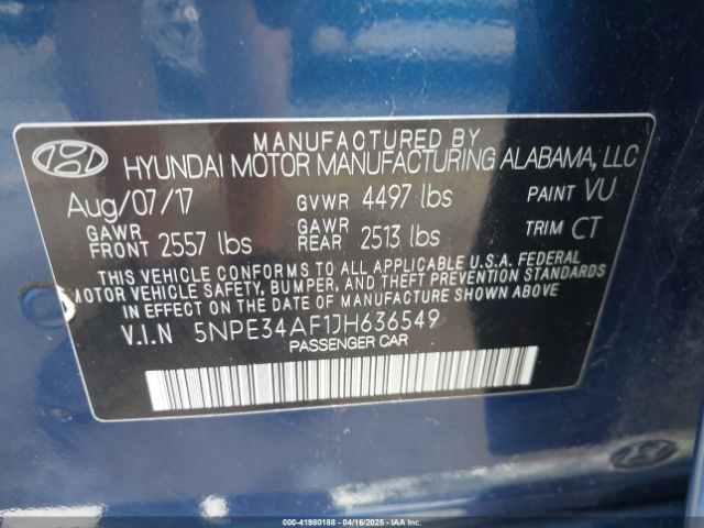 5NPE34AF1JH636549 Hyundai Sonata Sport