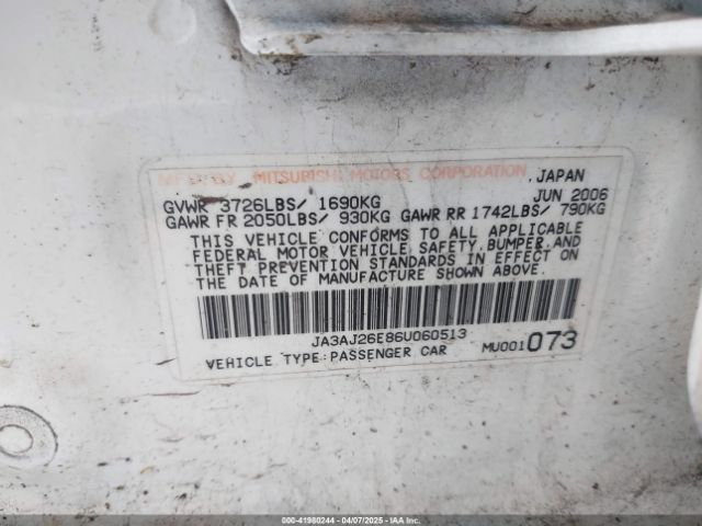 2006 MITSUBISHI LANCER JA3AJ26E86U060513 Photo 8