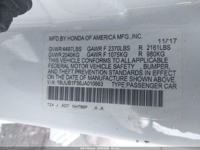 19UUB1F56JA010663 Acura Tlx Tech Pkg