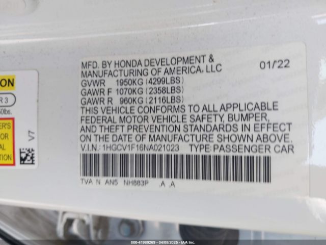 1HGCV1F16NA021023 Honda l15be