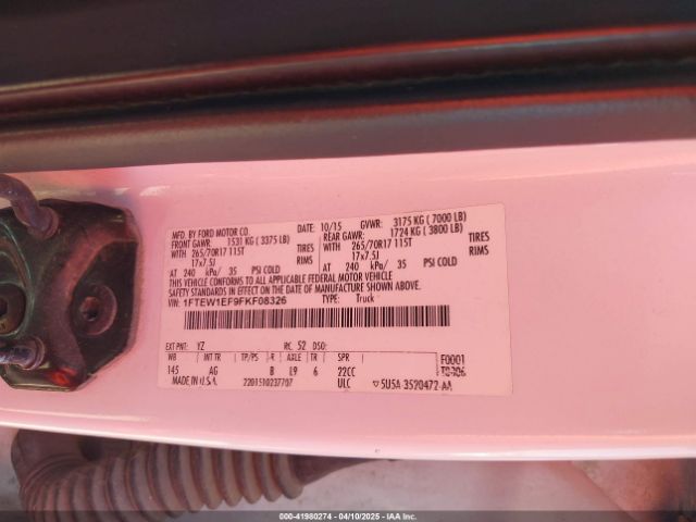 1FTEW1EF9FKF08326 Ford F-150 Xl