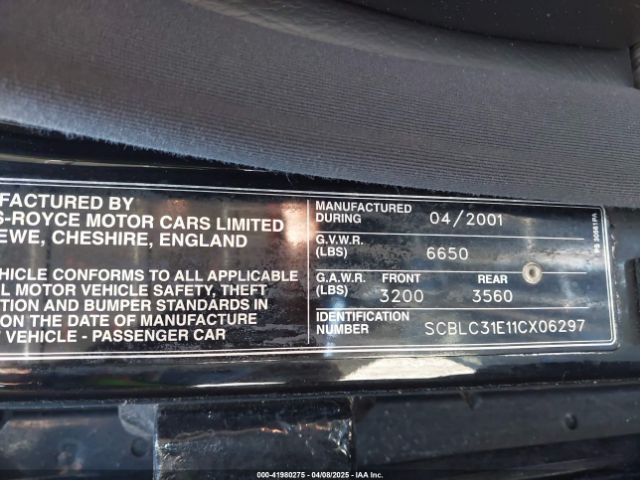 2001 BENTLEY ARNAGE SCBLC31E11CX06297 Photo 8