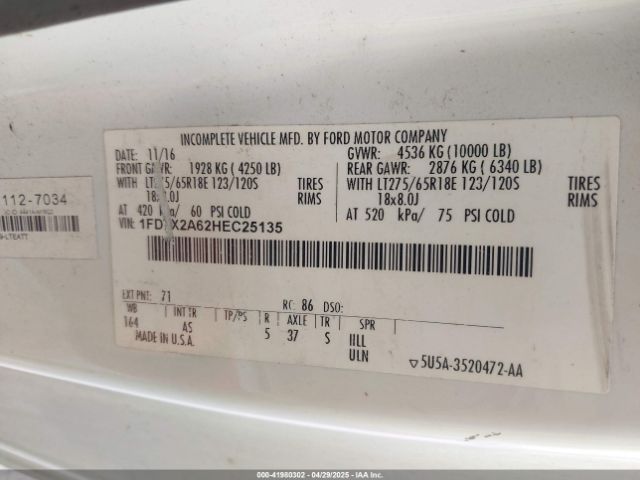 1FD7X2A62HEC25135 Ford F-250 Xl