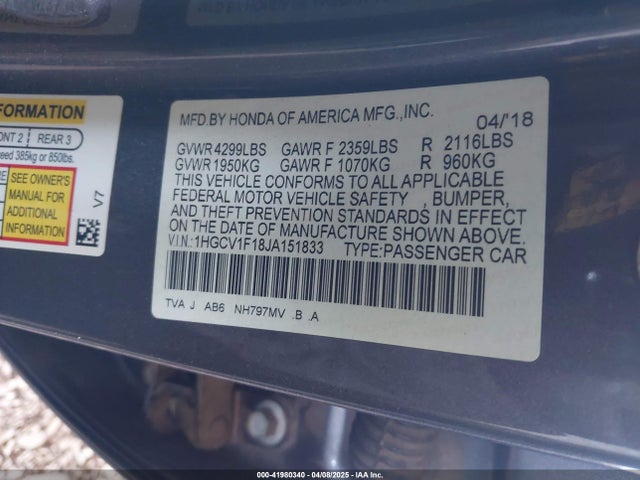 1HGCV1F18JA151833 Honda ACCORD LX