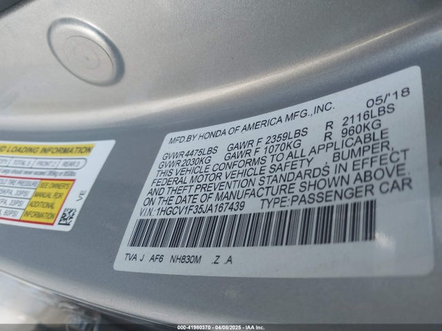 1HGCV1F35JA167439 Honda Accord Sport