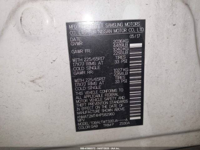 KNMAT2MT4HP582960 Nissan ROGUE SV