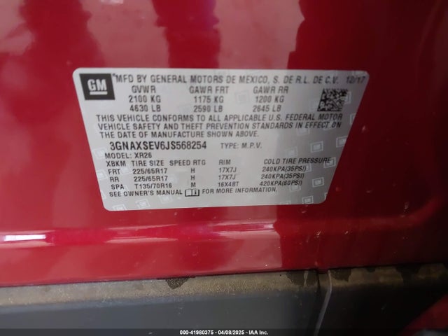 3GNAXSEV6JS568254 Chevrolet EQUINOX LT