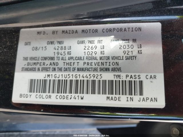 JM1GJ1U51G1445925 Mazda Mazda6 I Sport