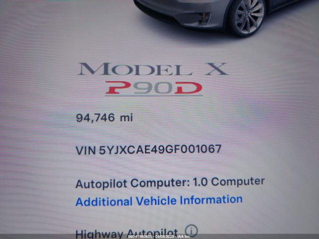 5YJXCAE49GF001067 Tesla Model X 60d/p100d/p90d