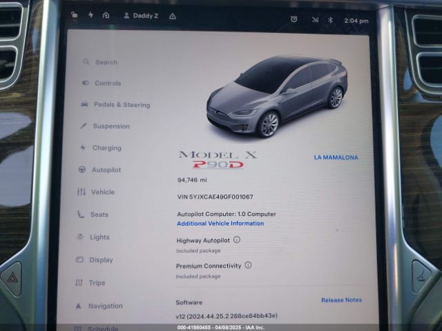 5YJXCAE49GF001067 Tesla Model X 60d/p100d/p90d