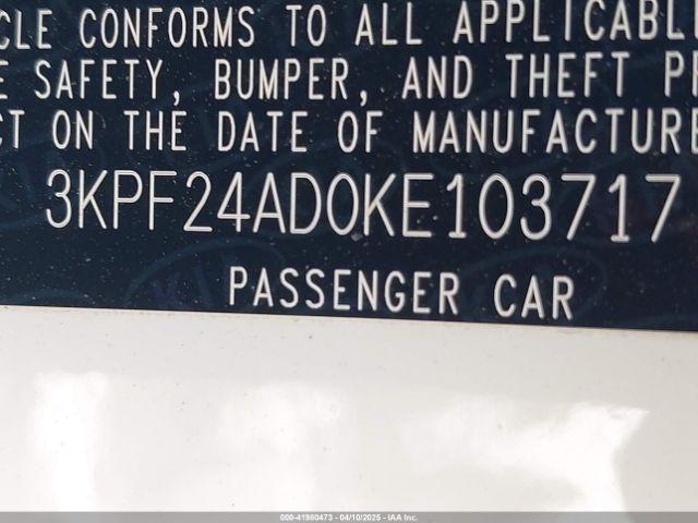 3KPF24AD0KE103717 KIA Forte Lxs