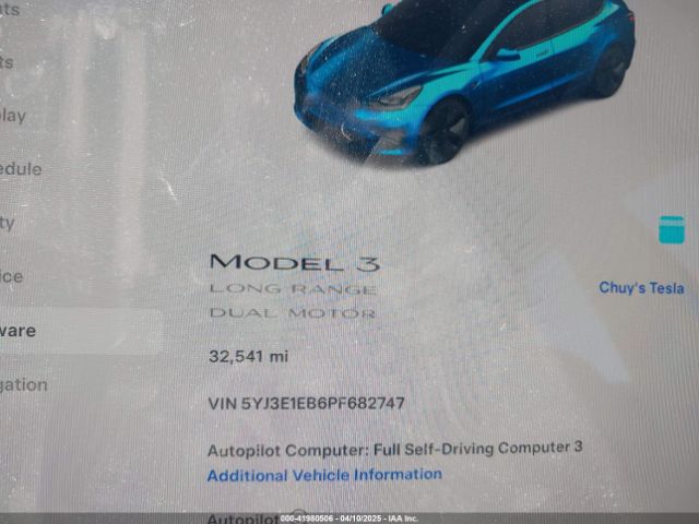 5YJ3E1EB6PF682747 Tesla Model 3 Long Range Dual Motor All-wheel Drive