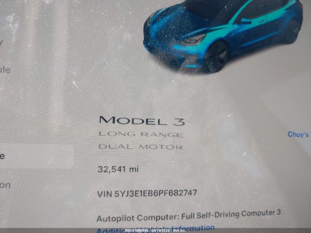 5YJ3E1EB6PF682747 Tesla Model 3 Long Range Dual Motor All-wheel Drive