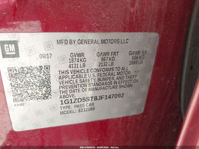 1G1ZD5ST8JF147092 Chevrolet MALIBU LT