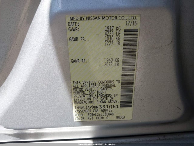 1N4AL3AP0HN331061 Nissan Altima 2.5 S