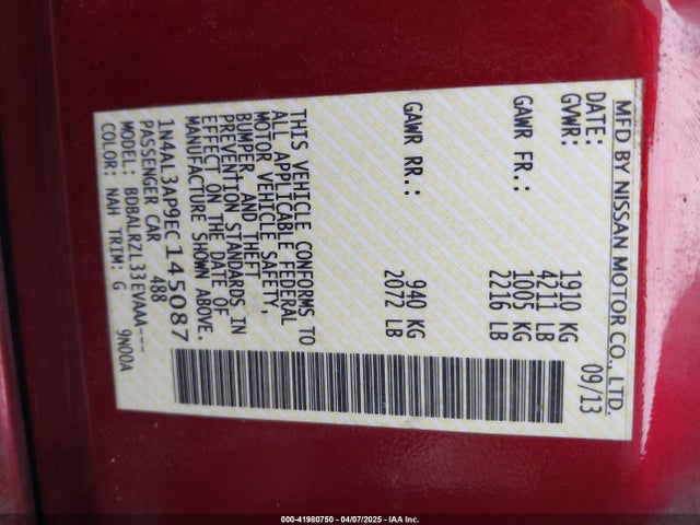 Nissan Altima 2014 1N4AL3AP9EC145087 Image 25