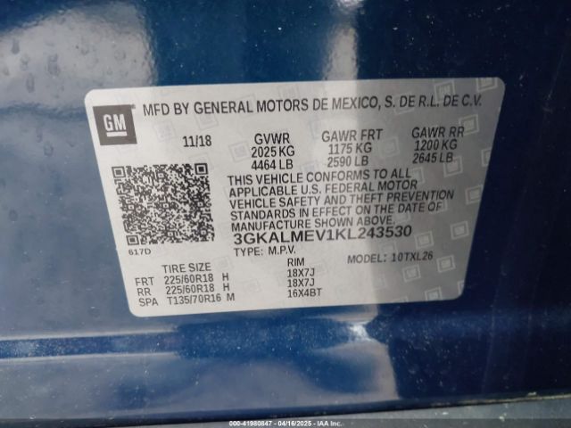 3GKALMEV1KL243530 GMC Terrain Sle