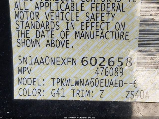 5N1AA0NEXFN602658 Nissan Armada Platinum
