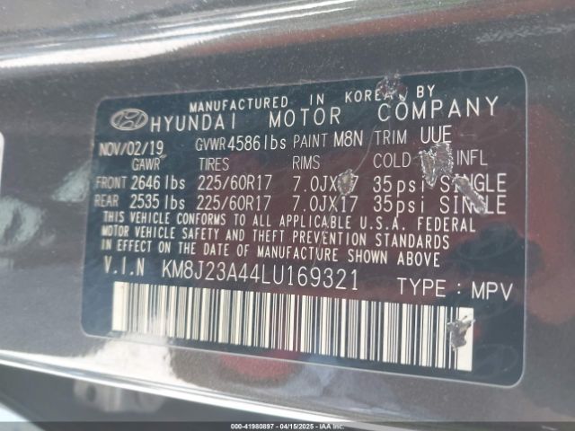 KM8J23A44LU169321 Hyundai TUCSON SE