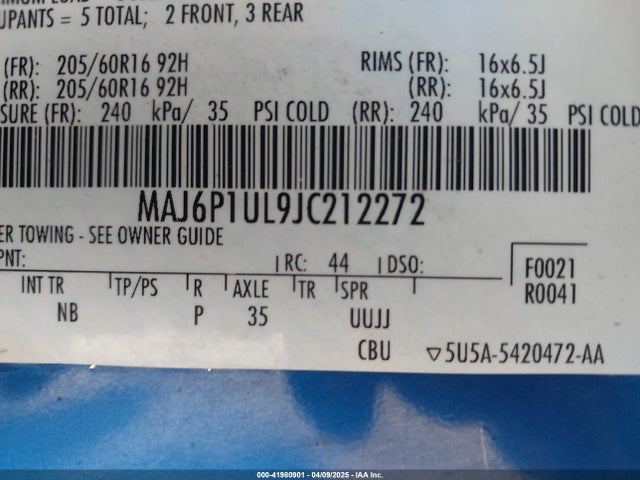 MAJ6P1UL9JC212272 Ford Ecosport Se