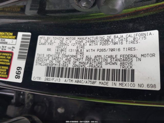 3TMLU4EN9FM181683 Toyota Tacoma Base V6
