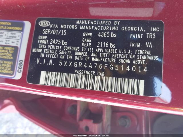 5XXGR4A76FG514014 KIA OPTIMA SX