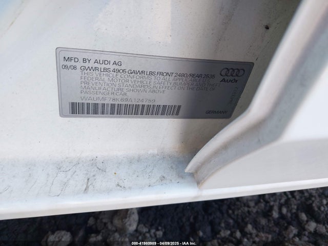 2009 AUDI A4 WAUMF78K69A124759 Photo 8