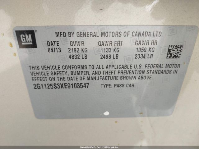 2G1125S3XE9103547 Chevrolet Impala 2lt