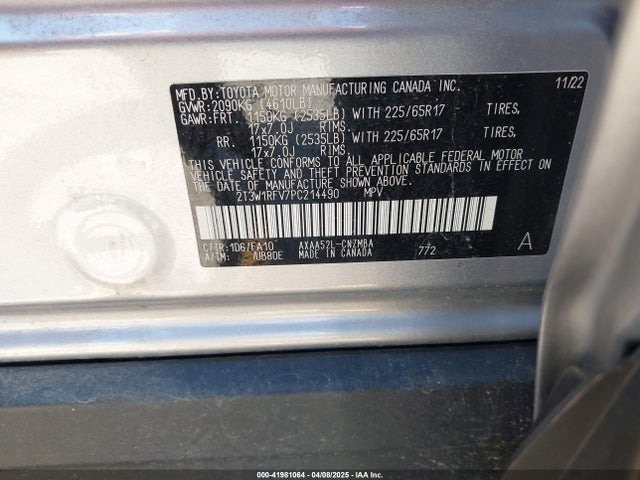 2T3W1RFV7PC214490 Toyota Rav4 Xle