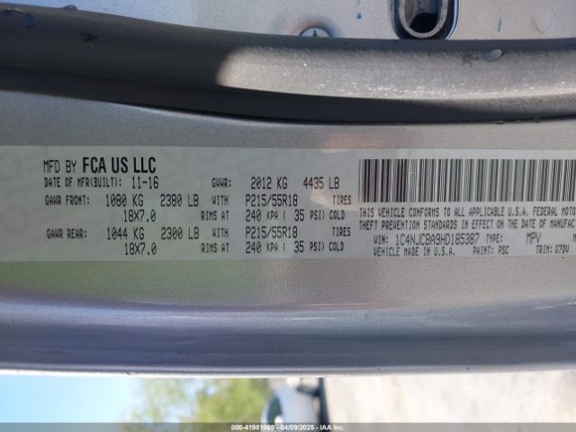 1C4NJCBA9HD185387 Jeep Compass Sport Se Fwd