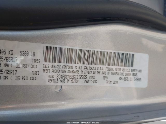 3C4PDCAB2GT212285 Dodge JOURNEY SE