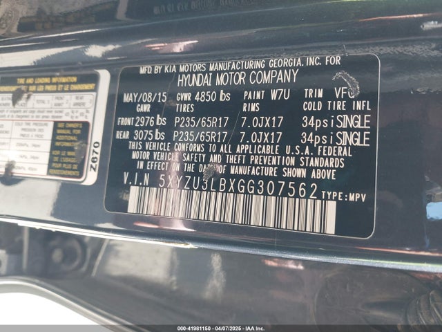 5XYZU3LBXGG307562 Hyundai Santa Fe Sport 2.4l